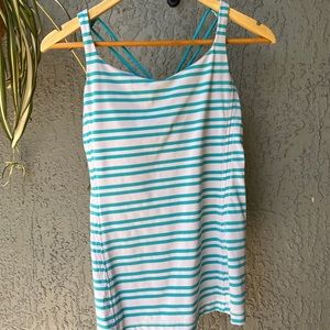 Lululemon Free To Be Tank Twin Stripe Spry Blue EUC Women’s Size 6